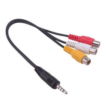 Przejściówka JACK 3,5mm 4P na RCA 3x CHINCH Audio Video Stereo rozdzielacz