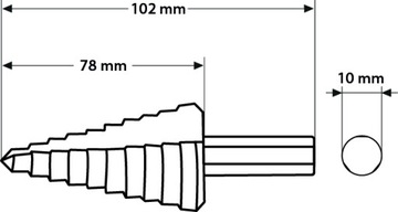 WIERTŁO STOPNIOWE STOŻKOWE HSS POWLEKANE TYTANEM 4-32 MM