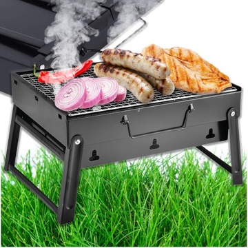 GRILL TURYSTYCZNY SKŁADANY WĘGLOWY PRZENOŚNY WALIZKA BBQ OGRODOWY RUSZT