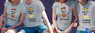 KOSZULKI KOSZULKA T-SHIRT DLA PAR MY SUPERMAN MY WONDER WOMAN JAKOŚĆ