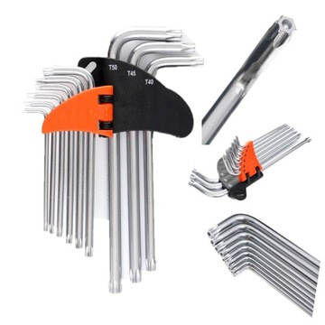 KLUCZE IMBUSOWE TORX T10-50 9EL IMBUSY TYP L Z OTWOREM STAL CRV ORGANIZER