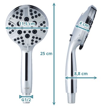 OSZCZĘDNA słuchawka prysznicowa 8 trybów z wężem