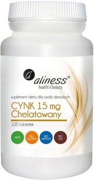 Cynk chelatowany 15 mg 100 tabletek Aliness Testosteron Kwasy tłuszczowe