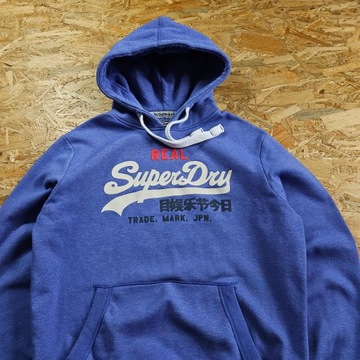 Bluza z Kapturem SUPERDRY JAPAN Męska Błękitna Nowy Model Sportowa XXL 2XL