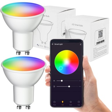 2 светодиодные лампы GU10 4,5 Вт RGB CCT+БЕЛЫЙ WiFi TUYA SMART Smart галогенная лампа
