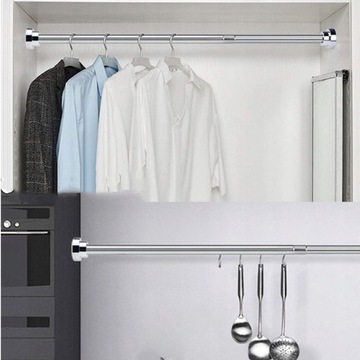 ВЕШАЛКА ДЛЯ ОДЕЖДЫ ТЕЛЕСКОПИЧЕСКАЯ РЕЛЬС БЕЗ СВЕРЛЕНИЯ 85-140 НЕРЖАВЕЮЩАЯ СТАЛЬ