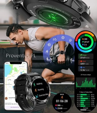 SMARTWATCH ZEGAREK MĘSKI AK52S ROZMOWY SPORT POMIARY SMS MENU PL