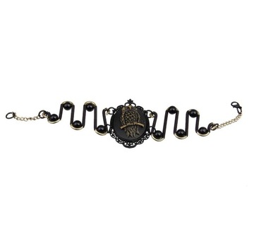 Steampunk arogancka bransoletka z sową z brązu