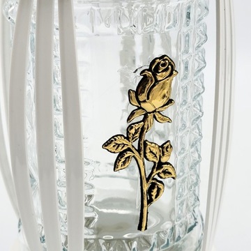 Солнечная свеча на могилу LED Солнечный фонарь White Shrine Rose 25 см