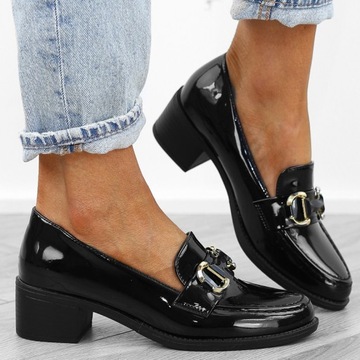 Черные женские весенние лакированные туфли на высоком каблуке, размер 888-869, 38 размер.
