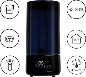 NAWILŻACZ POWIETRZA AUTOMATYCZNY AROMATERAPIA HIGROMETR 3W1 4,5L LED PILOT