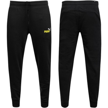 PUMA SPODNIE DRESOWE MĘSKIE BAWEŁNIANE ESS+ 2 COL LOGO PANTS CZARNE r.L