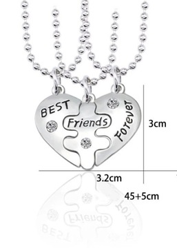 Ожерелье в виде треугольника и сердца BEST FRIENDS FOREVER