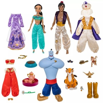 Zestaw lalek - JASMINA + ALLADYN + DŻIN + AKCESORIA Disney Store 29 cm