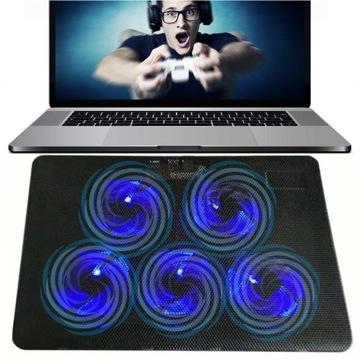 ОХЛАЖДАЮЩАЯ ПОДСТАВКА ДЛЯ НОУТБУКА 12–19 ДЮЙМОВ С 5 ВЕНТИЛЯТОРАМИ С LED-подсветкой