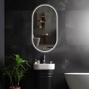 НАСТЕННОЕ ЗЕРКАЛО ДЛЯ ВАННОЙ ОВАЛЬНОЕ СО СВЕТОДИОДНОЙ ПОДСВЕТКОЙ EGJ 50x90 см