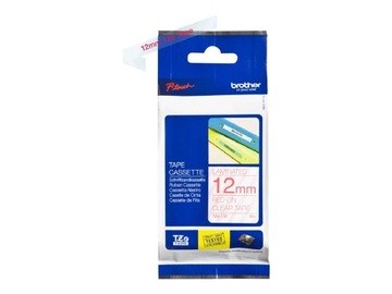 Brother TZE132 TZE-132 12mm czerwony na przeźroczystym 8m laminowana
