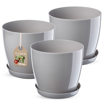 3x ЦВЕТОЧНЫЙ ВАЗ 20 СМ С КРЫШКОЙ С СЕРОЙ ПОДСТАВКОЙ