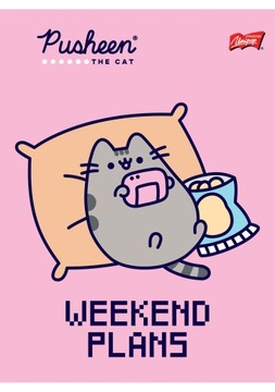 ZESZYT UNIPAP A5-32 KRATKA PUSHEEN - KOTKA - różowe tło - WEEKEND PLANS