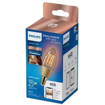 Светодиодная лампа E14 PHILIPS Smart янтарная свеча 4,9Вт (25Вт) 370лм