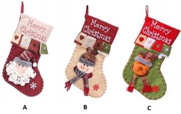 НОСКИ РОЖДЕСТВЕНСКИЕ ДЛЯ ПОДАРКОВ УКРАШЕНИЕ КАМИНА УПАКОВКА 3 шт.