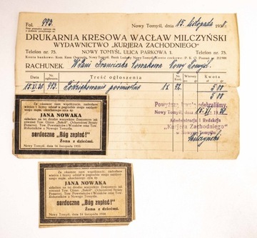 DRUKARNIA KRESOWA W. MILCZYŃSKI - NOWY TOMYŚL 1930
