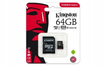 KINGSTON micro SD XC 64 GB UHS-I SDCS CANVAS 80MBs