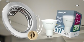 9x КРУГЛЫЙ ПОТОЛОЧНЫЙ СВЕТИЛЬНИК ДЛЯ ГАЛОГЕННЫХ СВЕТОДИОДНЫХ ЛАМП С КАБЕЛЕМ GU10