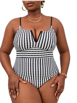 SHEIN STRÓJ KĄPIELOWY W PASKI PLUS SIZE 48 1ŁBA