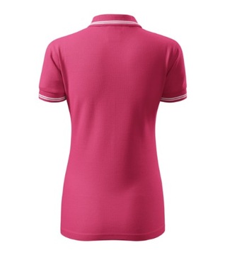 ELEGANCKA Damska Koszulka POLO purpurowa M z Kontrastowymi Elementami
