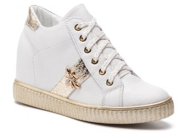 SOFT SNEAKERSY wedgesy UKRYTY KOTURN 6 cm SKÓRY 35
