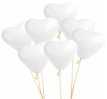 Balony BIAŁE serca lateksowe wesele urodziny 8 szt roczek ślub walentynki