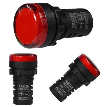 LAMPKA KONTROLKA STEROWNICZA LED 230V 22MM CZERWON