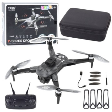 Dron Y329 Kamera Hd Wifi Led světla Aplikace Černá Karbonová
