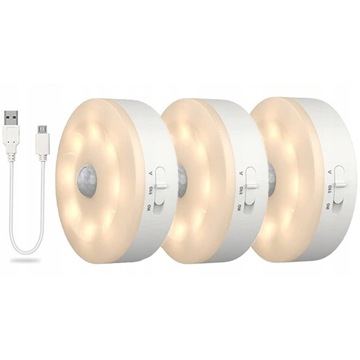 LAMPKA NOCNA LED Z CZUJNIKIEM RUCHU USB KINKIET 3x