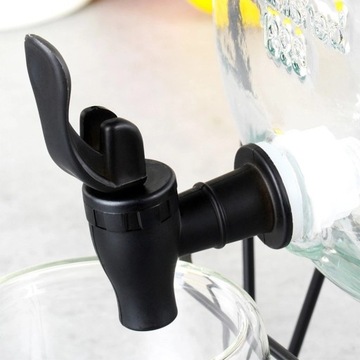 БАНКА ДЛЯ ЛИМОНАДНОГО НАПИТКА С КРАНОМ, НАВИНЧИВАЕМАЯ, С ЧЕРНОЙ ПОДСТАВКОЙ, 5,5 Л.