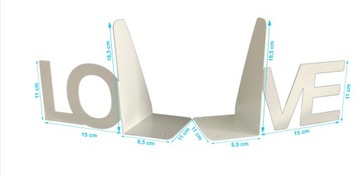 Podpórka do książek 2 części LOVE biały + GRATIS