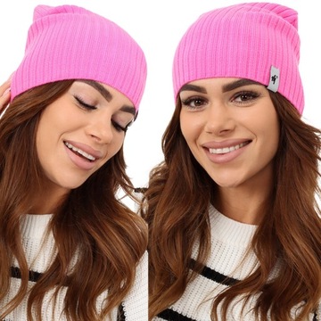 KOMPLET DAMSKI CZAPKA BEANIE KOMIN GOLF TUBA DUŻY ZESTAW BARBIE RÓŻOWY 2204