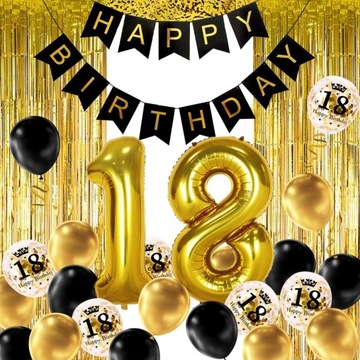 Balony i Kurtyna na 18-ste Urodziny HAPPY BIRTHDAY