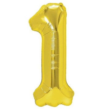 Balon Foliowy CYFRA 1 ZŁOTY 100 cm HEL roczek