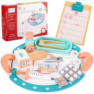 ZESTAW MAŁEGO LEKARZA DLA DZIECI DOKTOR PIELĘGNIARKA KINDERPLAY TERMOMETR