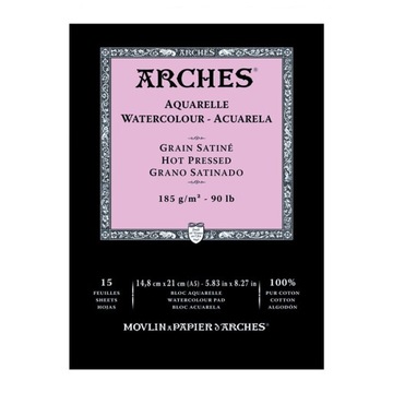 Blok do akwareli Arches A5 185g Satine Hot Pressed