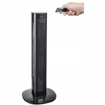 MOCNY WENTYLATOR KOLUMNOWY NA PILOT wentylator podlogowy 50W czarny