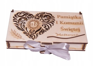 Pudełko na pieniądze Pamiątka Komunii Świętej ażur