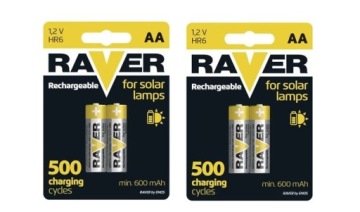 AKUMULATORKI RAVER do lamp solarnych Ni-MH AA R6 1,2 V SOLAR 600 mAh 4 szt