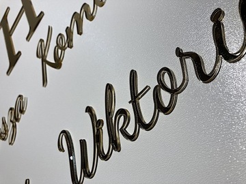 ПЕРВОЕ СВЯТОЕ ПРИЧАСТИЕ Надпись в круге, золотое зеркало, имя или надпись, 50 см