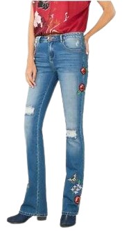 Spodnie damskie Desigual jeansy haft kwiaty 36