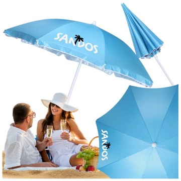 Parasol plażowy ogrodowy balkonowy składany błękitny filtr UV 160 cm łamany