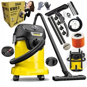 ПРОМЫШЛЕННЫЙ ПЫЛЕСОС KARCHER BLACK WD3 БЕЗРЕШЕННЫЙ