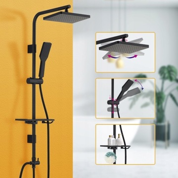 ЧЕРНЫЙ черный тропический душ + кубическая LOFT BATTERY
